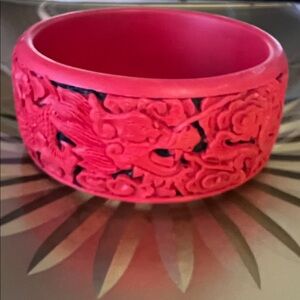 Vintage Cinnabar Bangle Bracelet